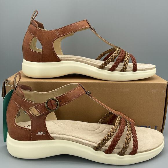 JBU Shoes - NEW JBU Women’s Prague T-Strap Sandals Brown/bronze Size 10M